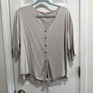 Tie-Front Beige Top Sz M/L
